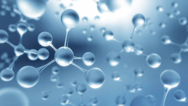 Bilim, kimya ve biyoteknoloji için moleküller ya da atom temizleme yapısı, soyut arkaplan, 3D canlandırma.