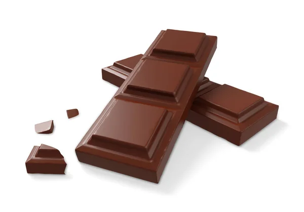 Elkülönített Csoki Szelet Törött Csoki Szelet Csokoládé Darab Fehér Háttér — Stock Fotó