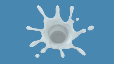 Sıvı Süt kaplamasının 3D görüntülenmesi Üst görünümden sıçrama, kırpma yolu.