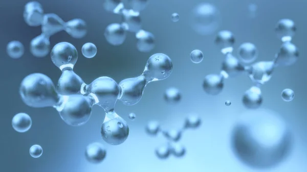 Bilim, kimya ve biyoteknoloji için parlak molekül ya da atom temizleme yapısı, soyut arkaplan, 3D görüntüleme.