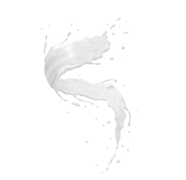 Twisted Milk Splash Isolated Background Liquid Yogurt Splash Include Clipping — Stock Photo, Image