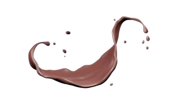 Coklat Percikan Splash Terisolasi Pada Latar Belakang Putih Render — Stok Foto