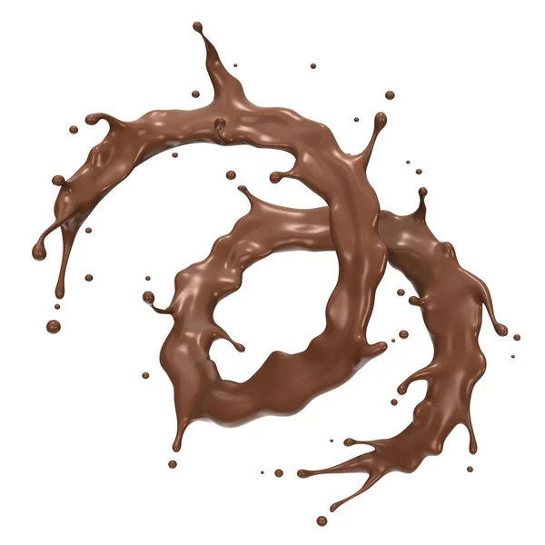 Twisted Dark Chocolate Milk Splash Isolated Background Include Clipping Path — Stock Photo, Image