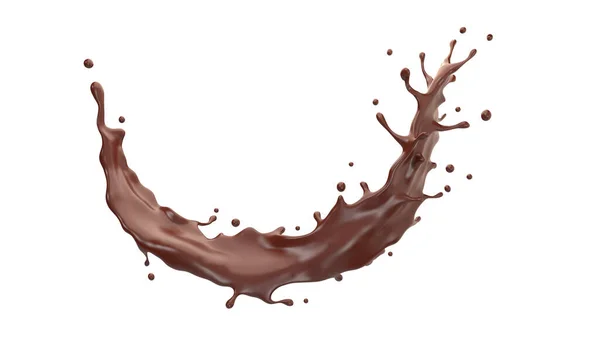 Chocolade Splash Geïsoleerd Witte Achtergrond Met Clipping Pad Rendering — Stockfoto