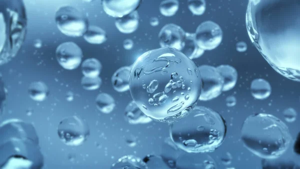 Återgivning Skönhetsskimrande Bubblor Vatten Abstrakt Vetenskap Bakgrund Makro Skott — Stockfoto