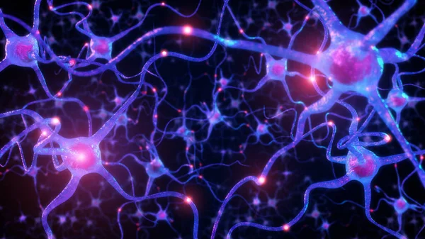 Neuronas Dentro Del Cerebro Humano Red Neuronal Con Actividad Eléctrica —  Fotos de Stock