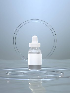 Makyaj Şişesi Kozmetik, modern beyaz arka plan, 3D görüntüleme