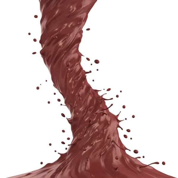 Csokoládé Tornádó Splash Vágási Útvonal Renderelés — Stock Fotó