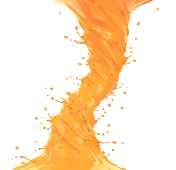 Orange Juice Tornado Splash Clipping Path Rendering — Stock Photo, Image