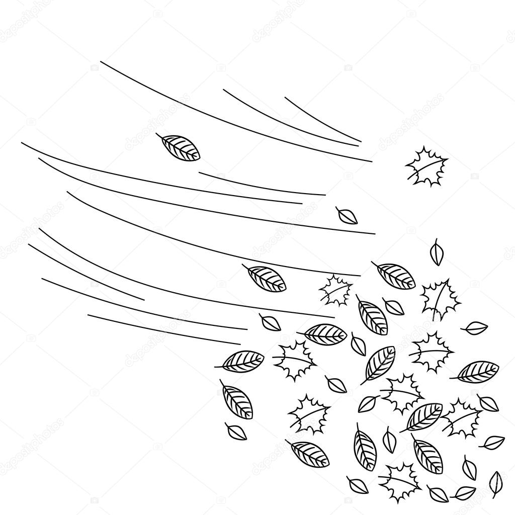 Letöltés - A szél fúj a levelek — Stock Illusztráció A szél fúj a levelek — Stock Vector