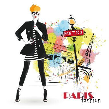 Kroki tarzı kız moda.