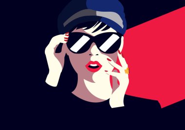 Popüler sanatta moda kadını. Vektör illüstrasyonu