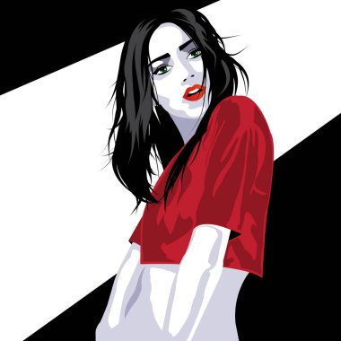 Popüler sanatta moda kadını. Vektör illüstrasyonu