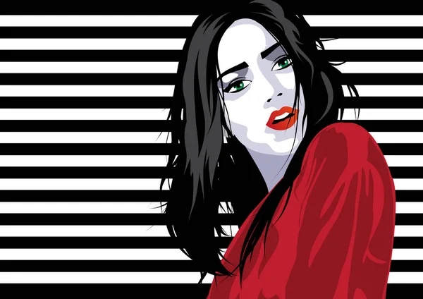 Mujer de moda en estilo Pop art. Ilustración vectorial — Vector de stock