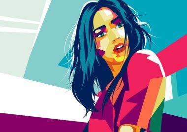 Popüler sanatta moda kadını. Vektör illüstrasyonu