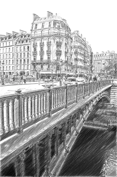 Street of Paris - illustration. Fashion sketch illustration — Stock Photo, Image