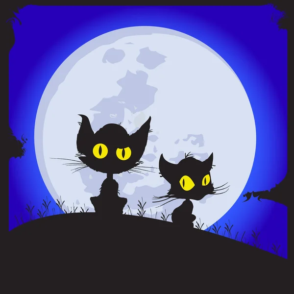 Chats assis sur une clairière . — Image vectorielle