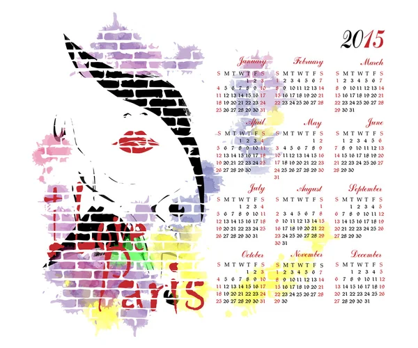 Kalender mit Mode-Mädchen. — Stockvektor