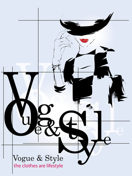 Модная девушка в стиле скетч
.