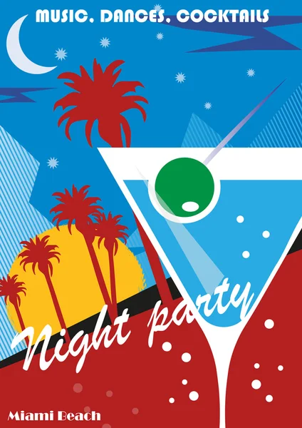 Cartel fiesta playa — Archivo Imágenes Vectoriales