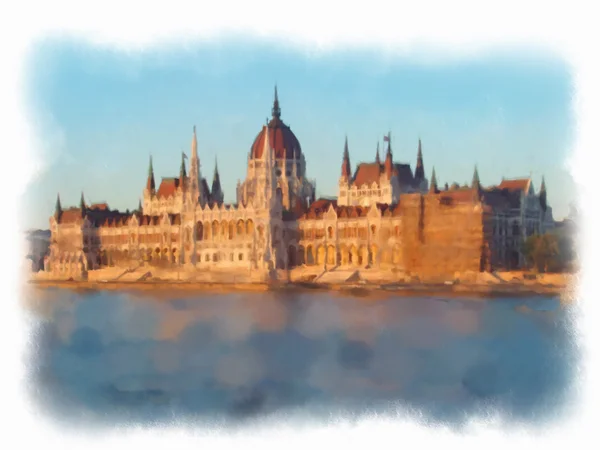 Akvarell illustration budapest — Stockfoto