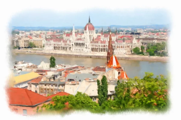 Aquarela ilustração budapest — Fotografia de Stock