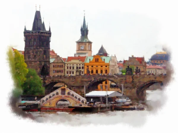 Praga hecho en estilo acuarela —  Fotos de Stock