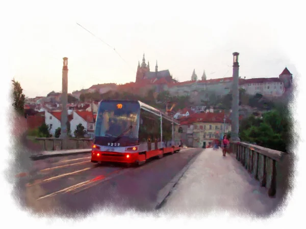 Praga feita em estilo aquarela — Fotografia de Stock
