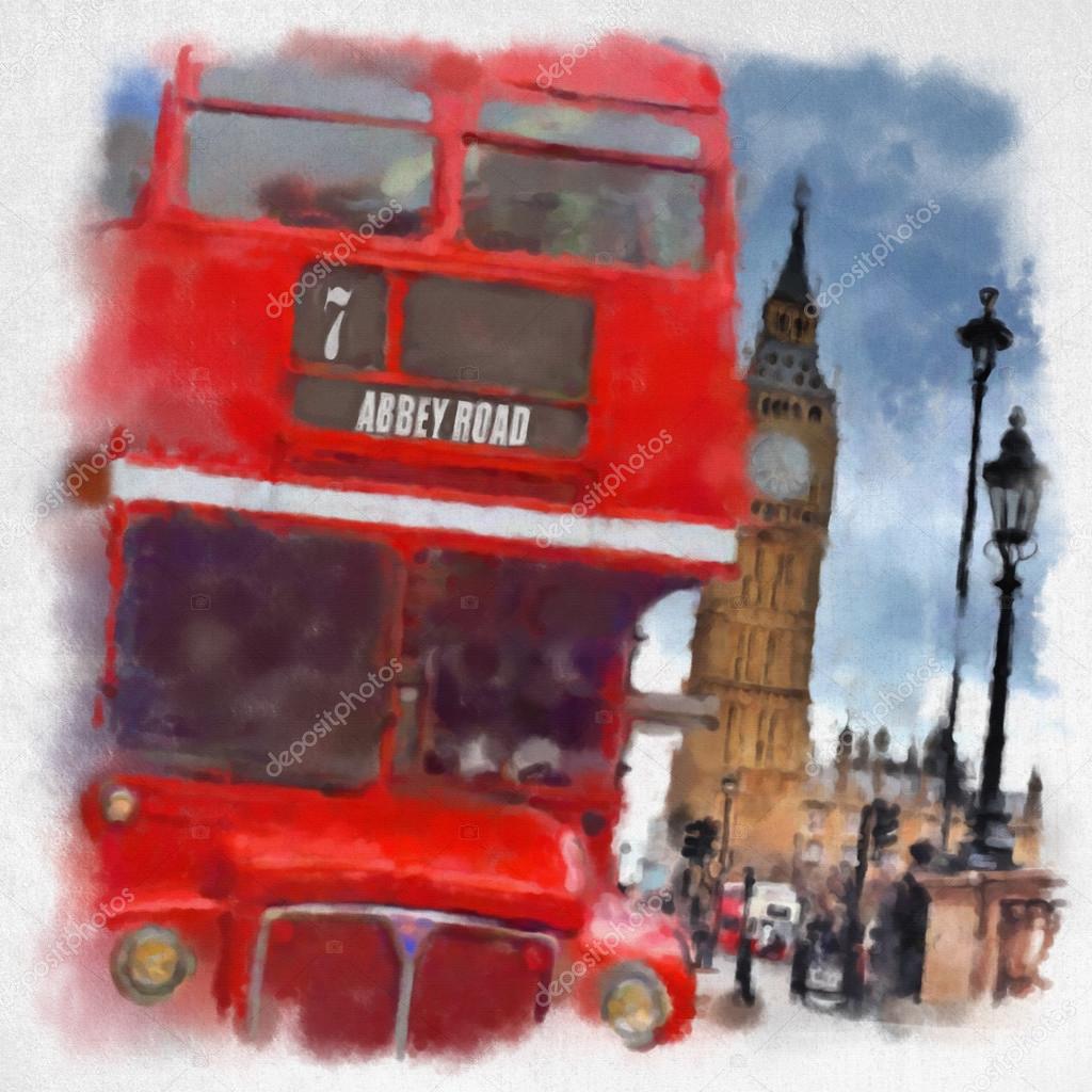 London  in watercolor style