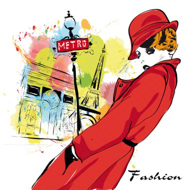 Kroki tarzı kız moda.