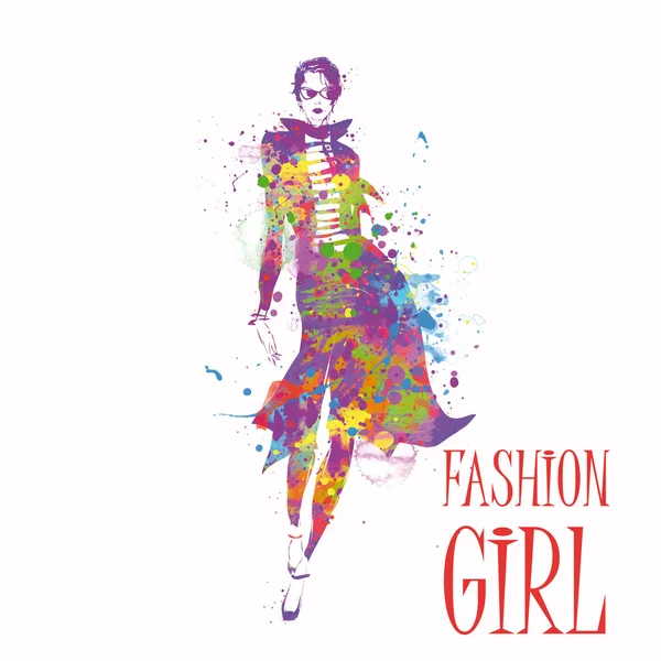 Fashion girl in sketch-style. — Stock Vector