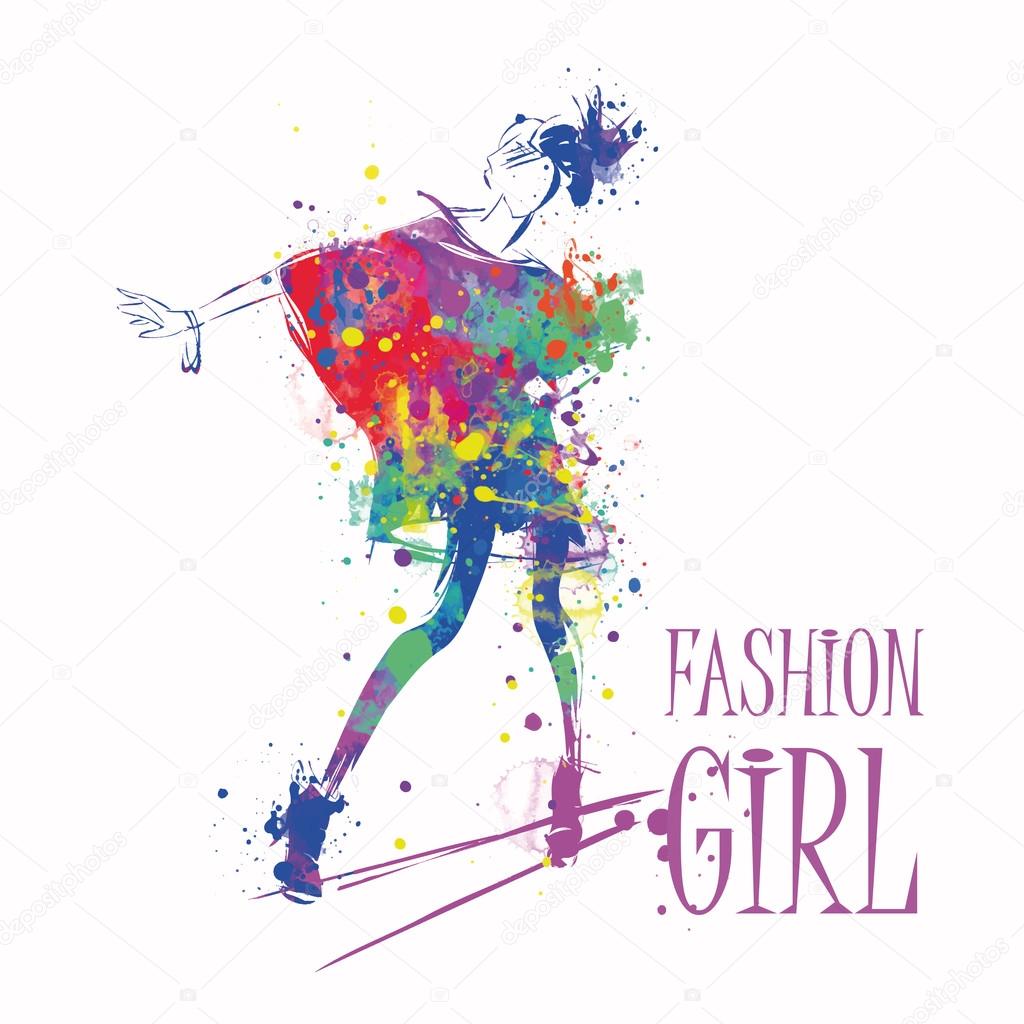 Fashion girl in sketch-style.