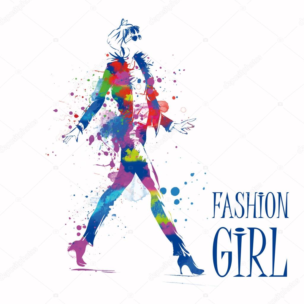 Fashion girl in sketch-style.