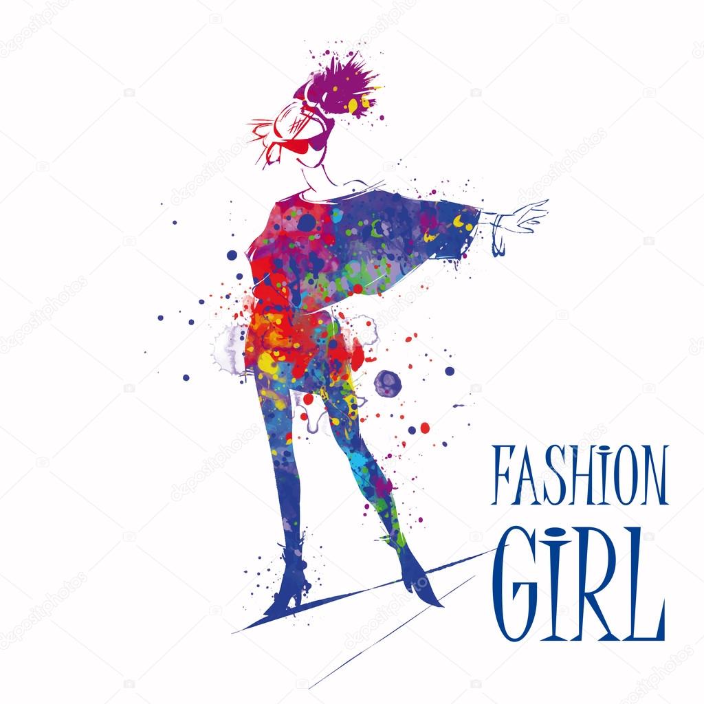 Fashion girl in sketch-style.