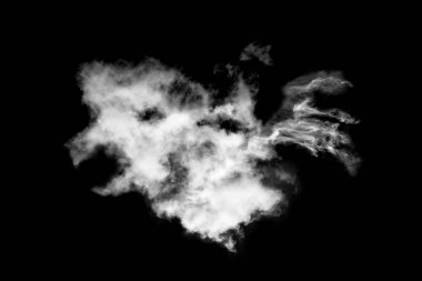Siyah arkaplanda beyaz bulut, desenli duman, fırça efekti