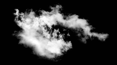 Siyah arkaplanda beyaz bulut, desenli duman, fırça efekti