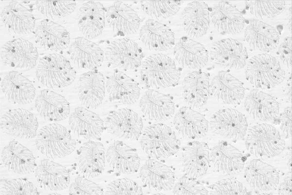 Pared Blanca Textura Papel Gris Con Patrón Hojas Fondo Superficie — Foto de Stock