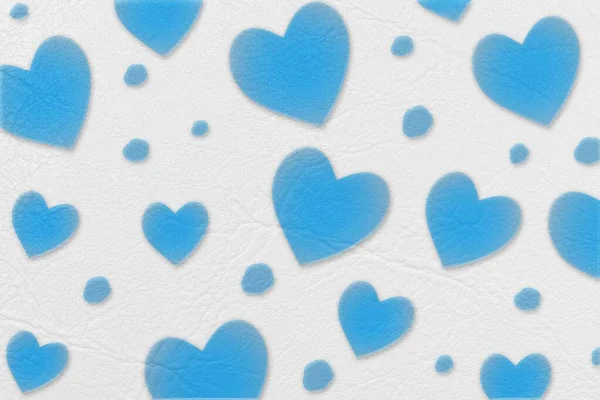 Abstract Blue Heart Isolated White Leather Paper Texture Valentine Day — Stock Photo, Image