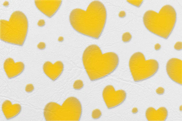 Abstract Geel Hart Geïsoleerd Wit Leer Papier Textuur Valentijnsdag Liefde — Stockfoto
