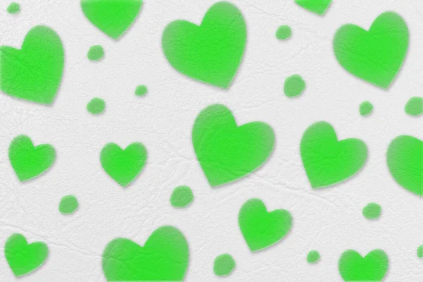 Abstract Green Heart Isolated White Leather Paper Texture Valentine Day — Stock Photo, Image