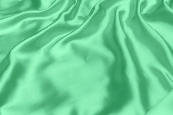Zöld Szatén Szövet Textúra Puha Háttér — Stock Fotó
