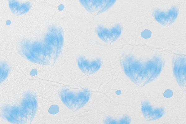 Abstract blue heart isolated on white leather or paper texture,valentine day and love concept.