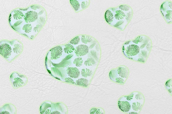 Corazón Verde Abstracto Aislado Piel Blanca Textura Papel Con Fondo —  Fotos de Stock