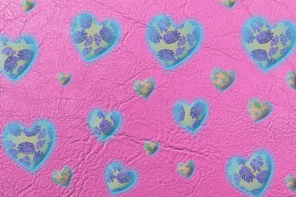 Абстрактне Барвисте Серце Ізольоване Рожевій Шкірі Або Паперовій Текстурі Фоном — стокове фото