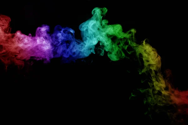 Humo Abstracto Aislado Sobre Fondo Negro Polvo Arco Iris —  Fotos de Stock