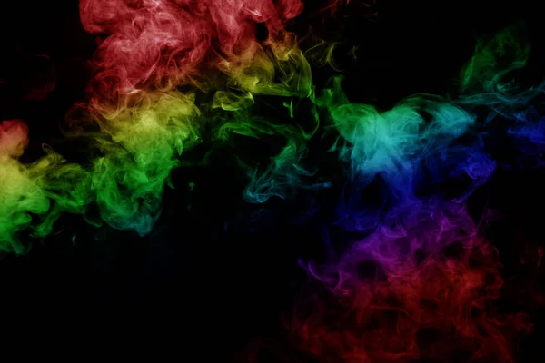 Fumo Astratto Isolato Fondo Nero Polvere Arcobaleno — Foto Stock