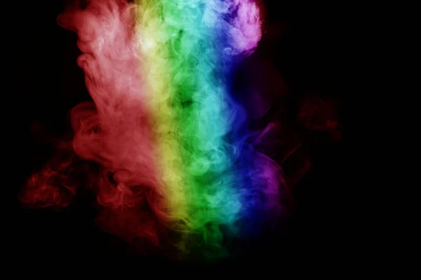 Абстрактний Дим Ізольований Чорному Тлі Порошок Rainbow — стокове фото