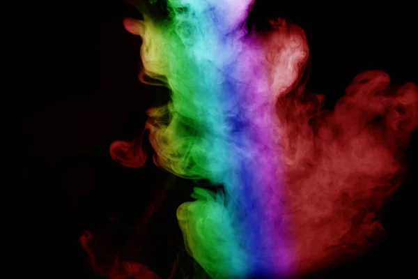 Αφηρημένος Καπνός Απομονωμένος Μαύρο Φόντο Σκόνη Rainbow — Φωτογραφία Αρχείου