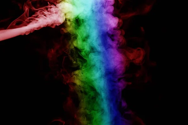 Humo Abstracto Aislado Sobre Fondo Negro Polvo Arco Iris —  Fotos de Stock