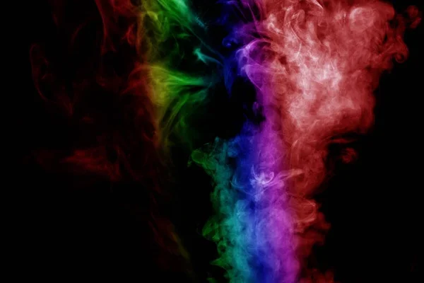 Humo Abstracto Aislado Sobre Fondo Negro Polvo Arco Iris — Foto de Stock